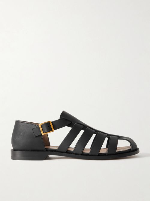 Campo Cutout Leather Sandals - Black