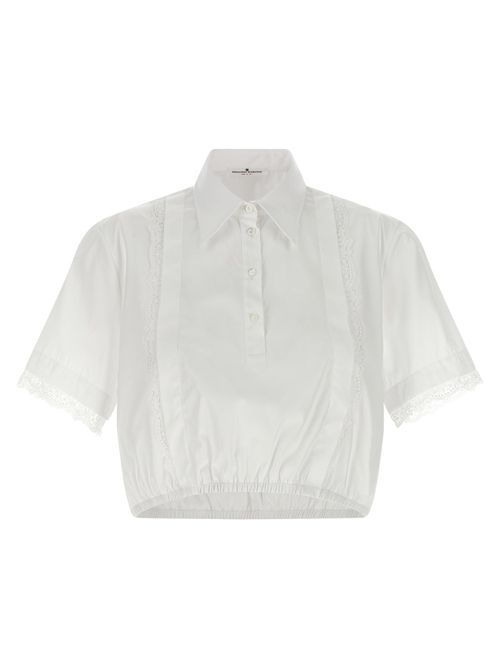 Lace Insert Shirt Shirt And Blouse White