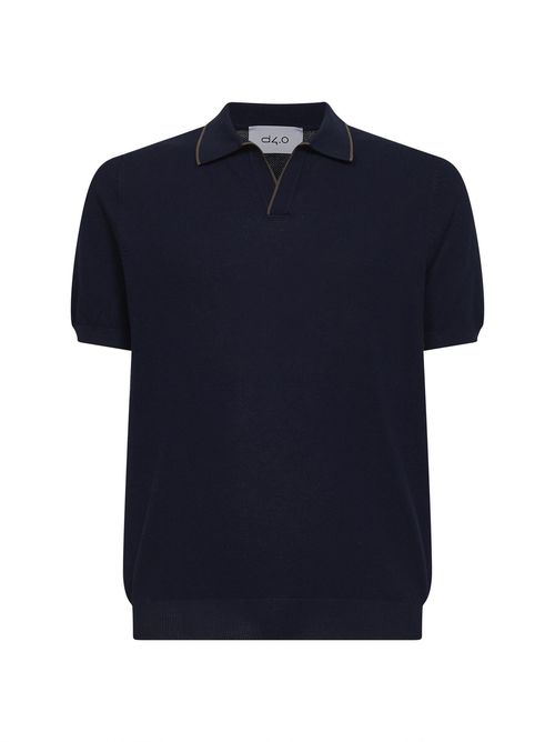 Cotton Knit Polo — Navy