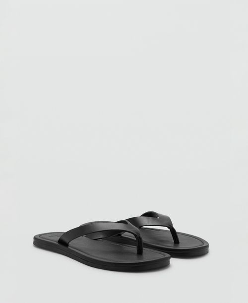 Men's Leather Straps Sandals - Black