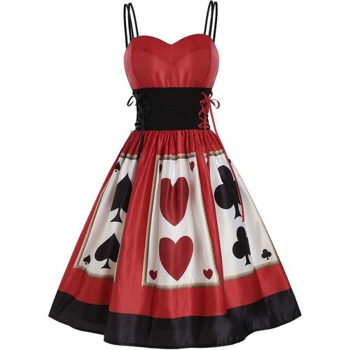 Halloween Strap Poker Costume Dress Red
