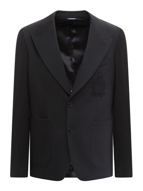 Viscose blazer with embroidered logo patch