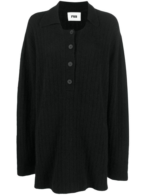 Button-front ribbed jumper - Blue