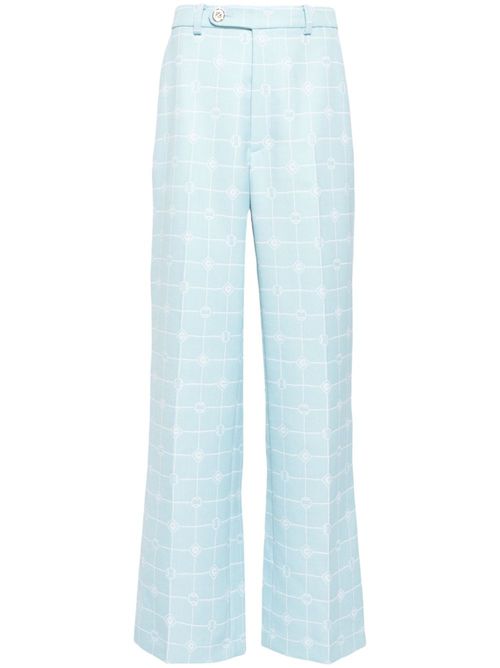 Heart Monogram-jacquard wool trousers - Blue