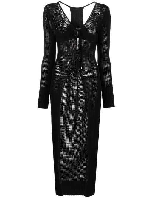 Semi-sheer racerback knitted cardigan - Black