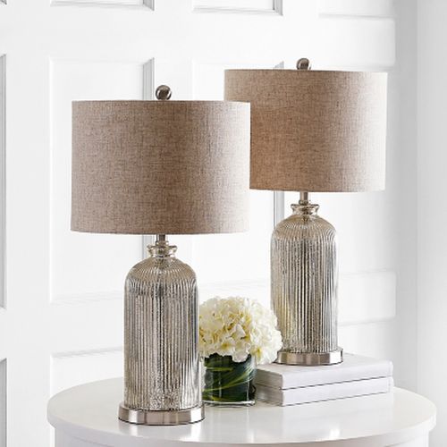 Safavieh Table Lamp (Set of 2), Silver/Ivory