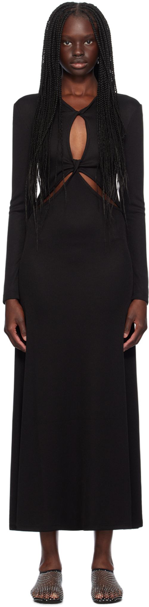 Christopher Esber Black Open Twist Anglaise Maxi Dress