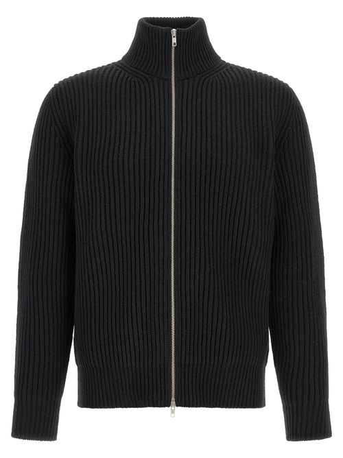 Ribbed Wool Cardigan — Black