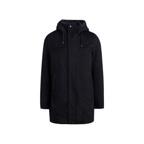 Cashmere-Wool Padded Coat — Black