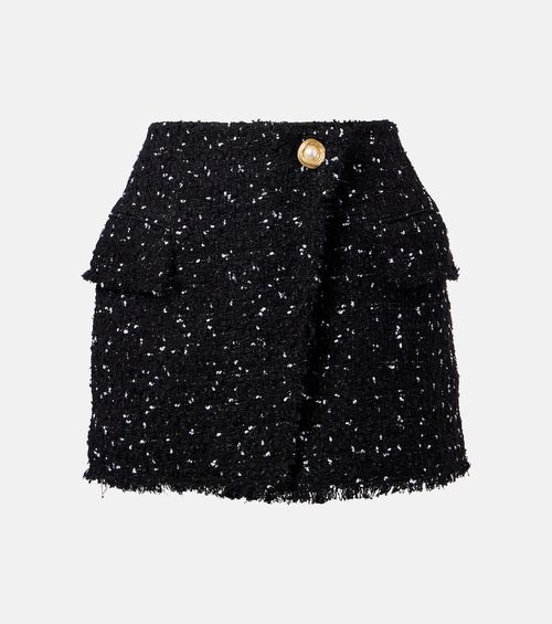 Polka-dot tweed miniskirt