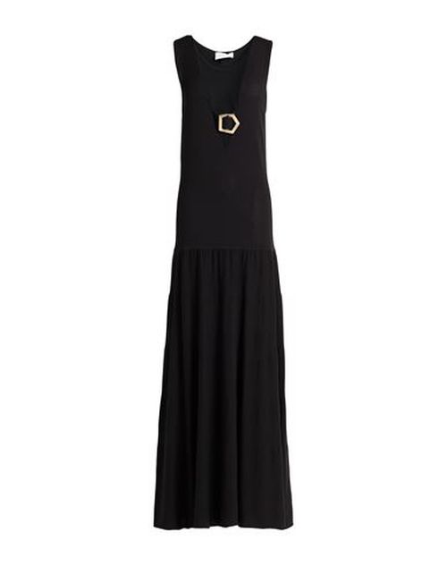 Woman Maxi dress Black Size XL Cotton, Silk