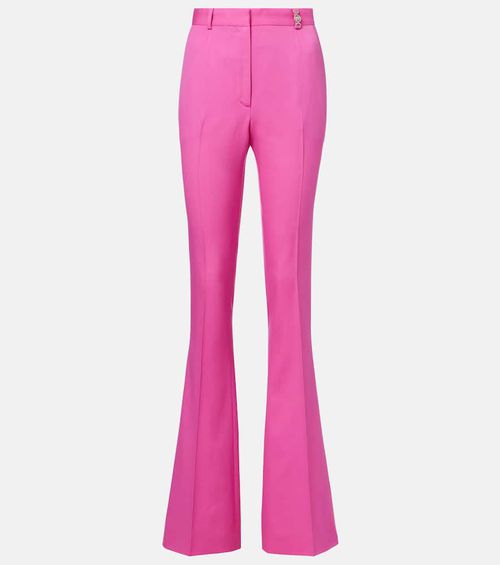 Embellished high-rise wool flared pants