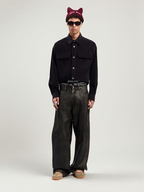Classic Logo Cord Overshirt Man  Anthracite