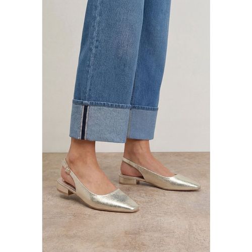 Oasis Womens Millie Faux Metallic Leather Slingback Flat Shoes - Gold