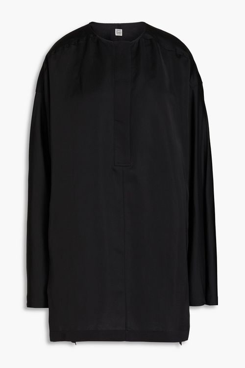Totême - Silk and linen-blend blouse - Black - FR 32