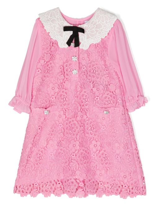 Bow-detail lace dress - Pink