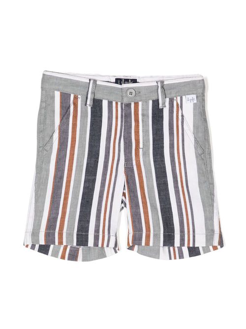 Striped cotton-linen blend shorts - Grey