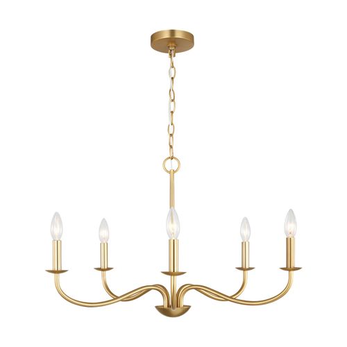 Satin Brass Chandelier from the Abells Collection