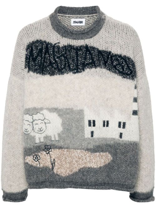 Intarsia-knit sweater - Neutrals