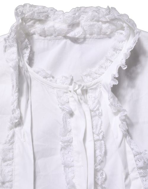 Ruffled Lace-Trimmed Blouse — White