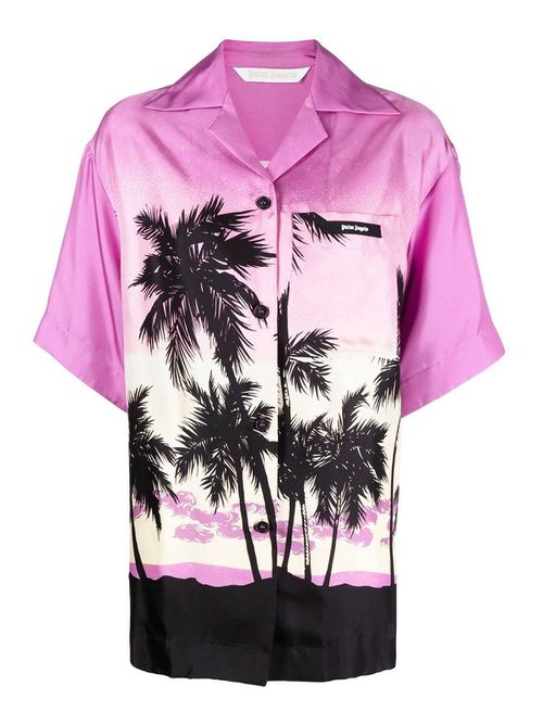 Printed silk shirt with notched collar