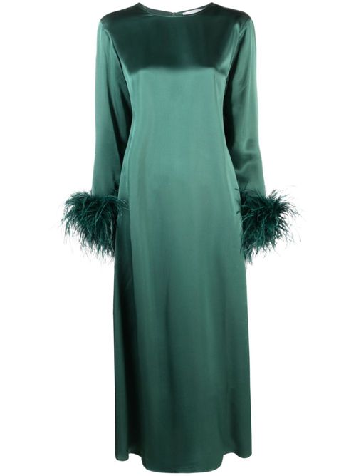 Suzy feather-cuffs maxi dress - Green