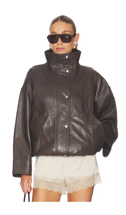 Rohe Reinvented Leather Jacket in Chocolate. 34. Also