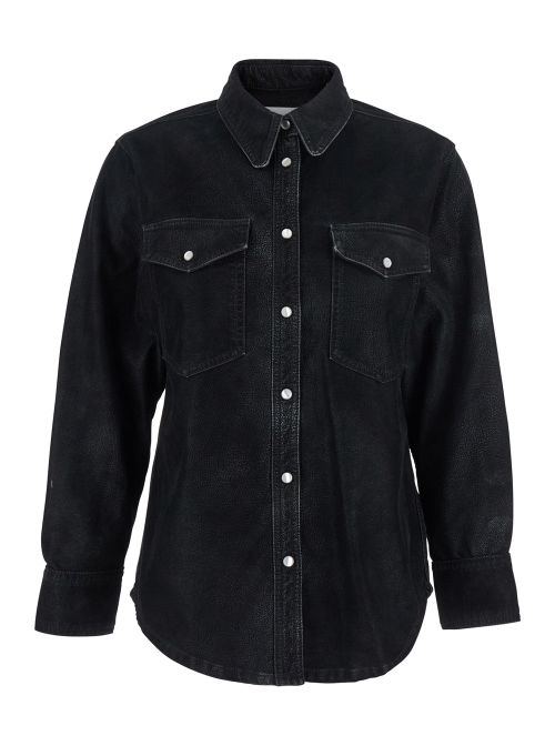 Denim Button-Up Shirt — Black