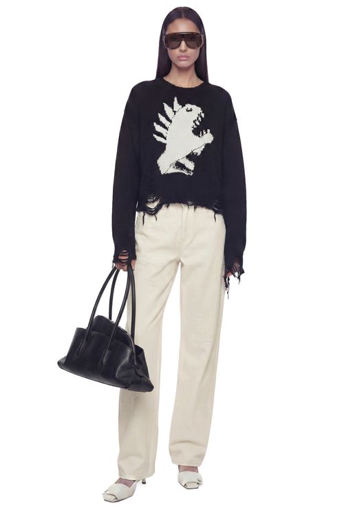 Jacquard Intarsia Cropped Sweater
