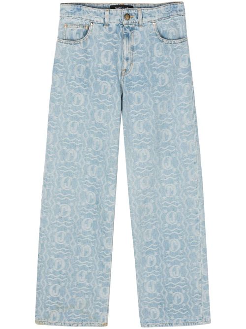 Jacquard-pattern straight-leg jeans - Blue