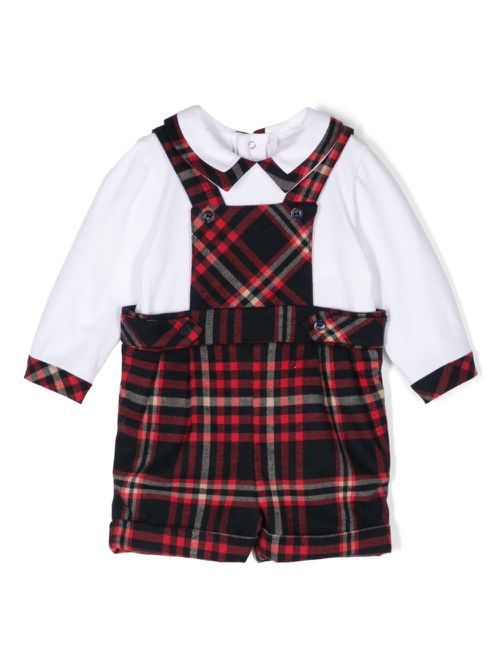 Tartan-check romper - White