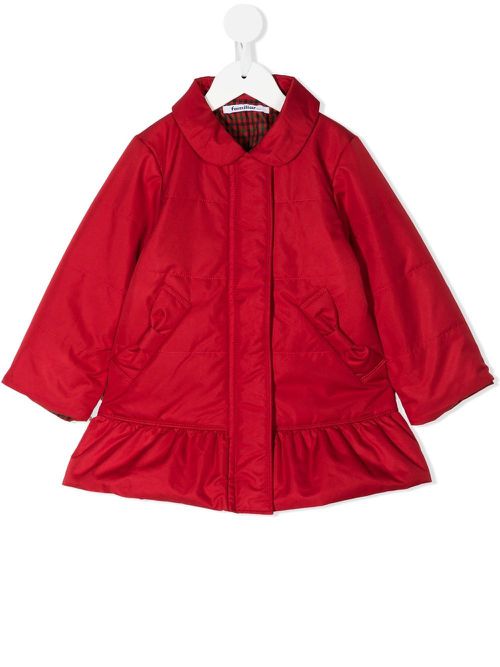 Ruffle-detail padded coat - Red