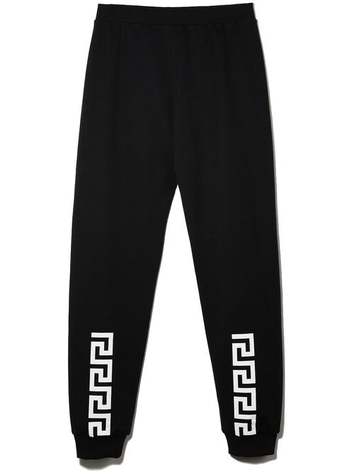 Greca-print cotton track pants - Black