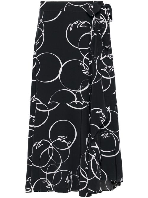 Circle print wrap skirt - Black