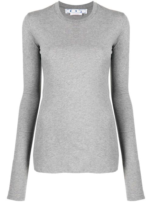 Diag-print long-sleeve T-shirt - Grey