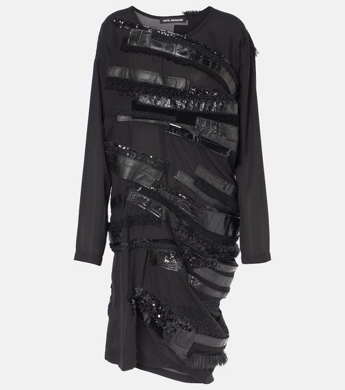 Asymmetrical paneled midi dress
