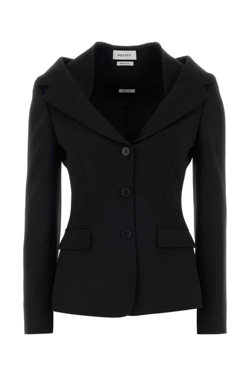 Tailored Wool Blazer — Black