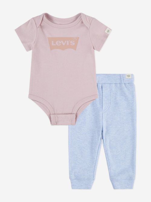 Levi's Baby Girls Batwing Bodysuit Set in Pink