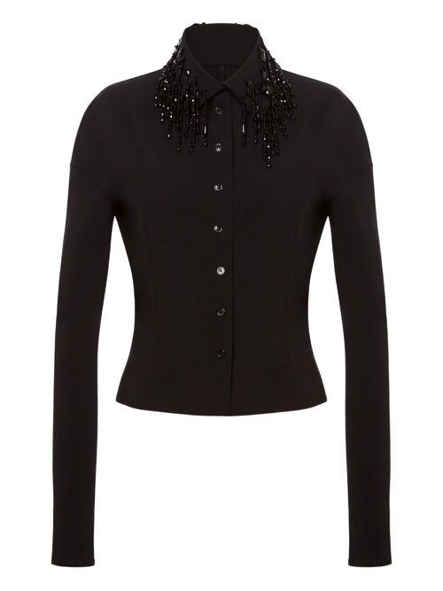 Embellished-collar shirt - Black