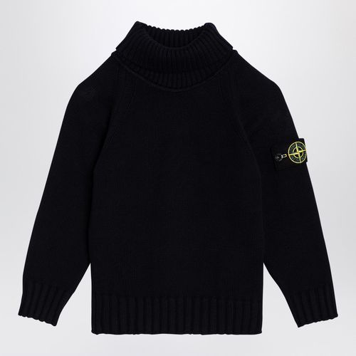 Navy blue cotton blend turtleneck sweater