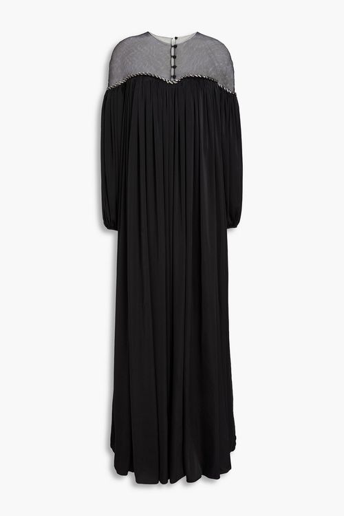 Rion crystal-embellished tulle and silk-satin gown - Black - FR 36