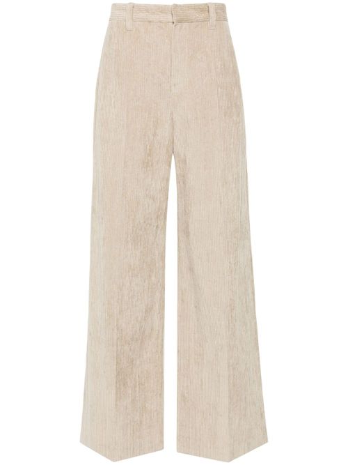 Corduroy wide-leg trousers - Neutrals