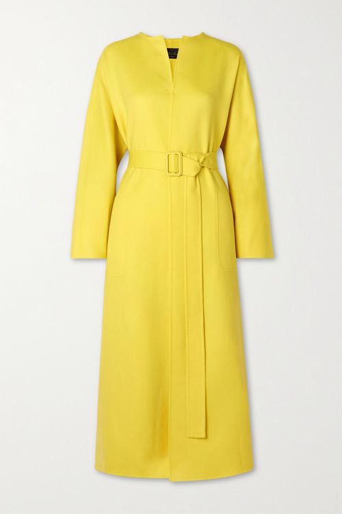 Emilien Belted Cashmere Coat - Yellow - x small