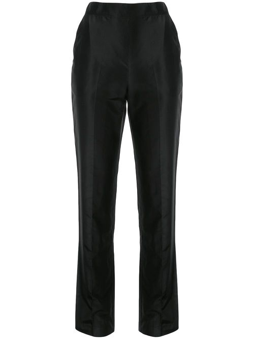 High-waisted silk trousers - Black
