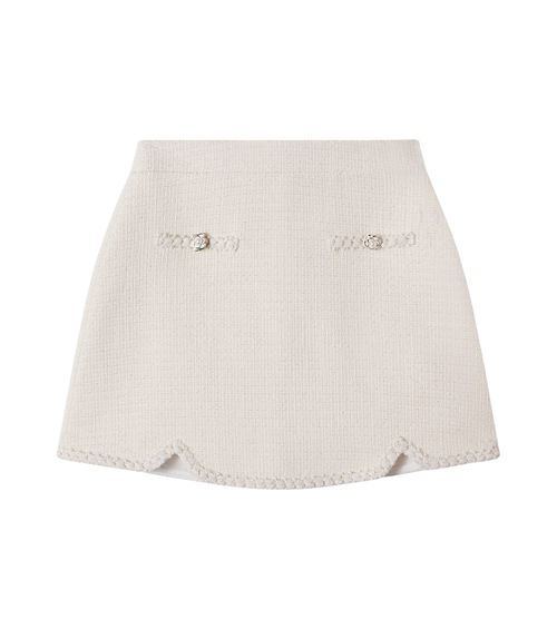 Cotton-blend tweed skirt