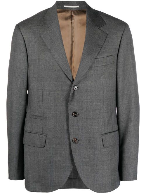 Single-breasted wool blazer - Grey
