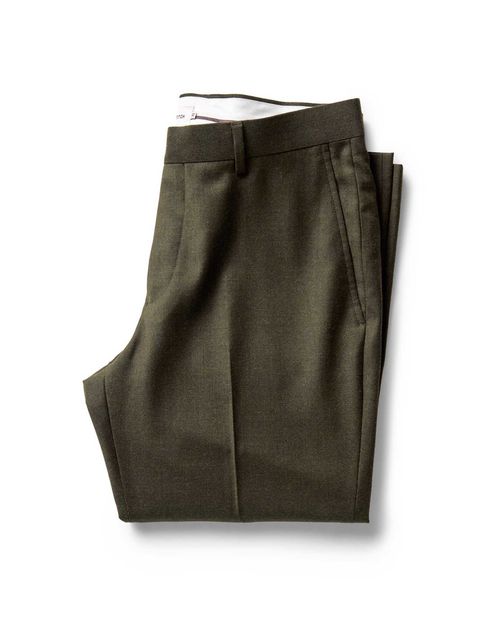 Men's Stevens Trousers in Black Olive Wool Flannel