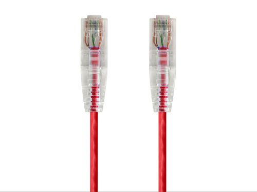 Cat6 14ft Red Component Level Patch Cable, UTP, 28AWG, 550MHz, Pure Bare Copper, Snagless RJ45, SlimRun Series Ethernet Cable