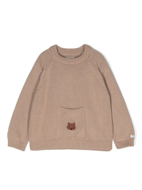 Bear-motif cotton jumper - Brown