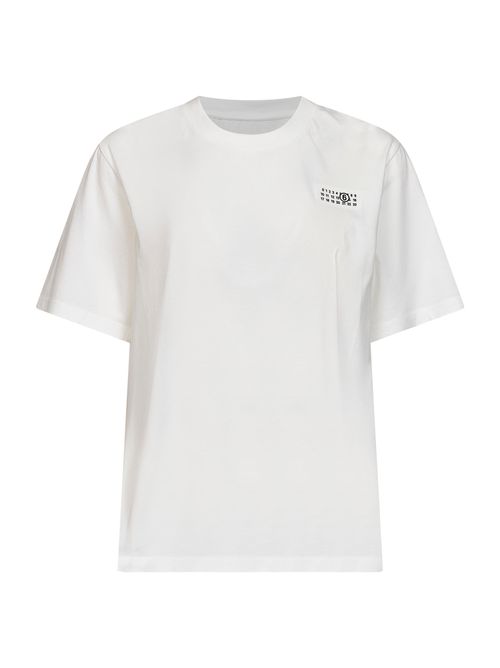 Numeric-Embroidered Jersey T-Shirt — White